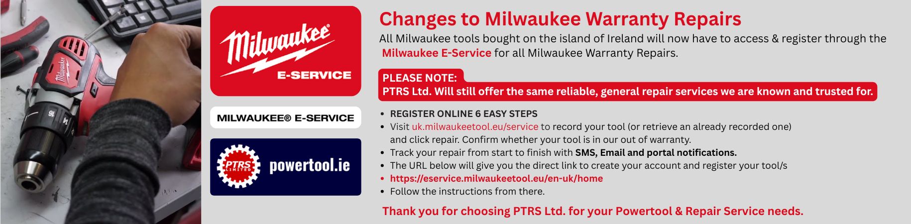 Milwaukee New Warranty Repairs